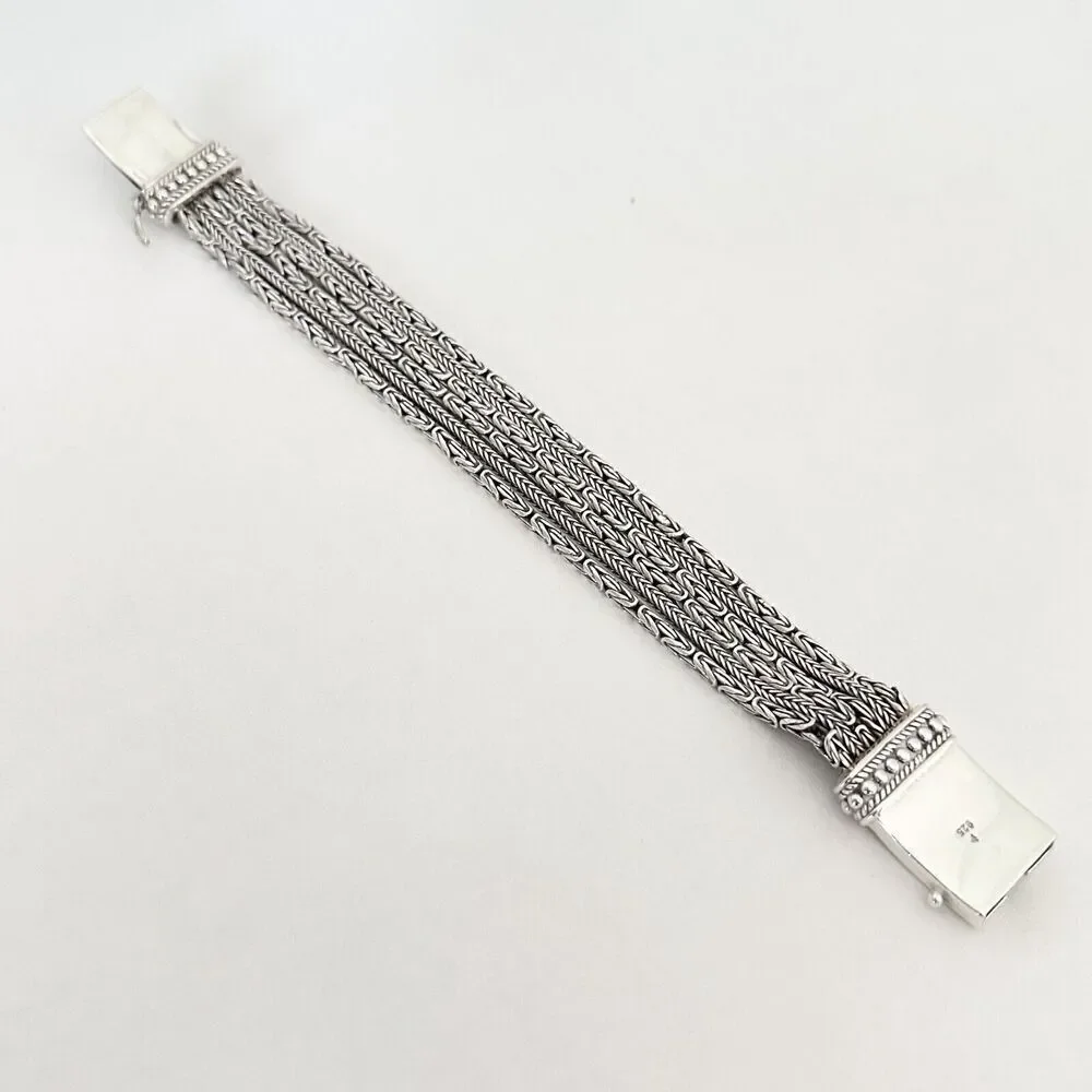 Vintage Silpada 925 Sterling Silver Chunky Five Strand Rows Byzantine Bracelet